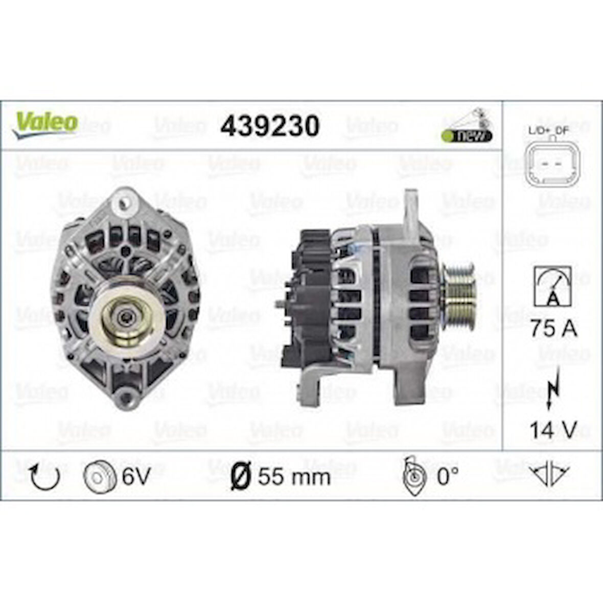 Renault Alternator 12v 75a  Renault Kangoo 97>08 Clio II 00>08 Megane I 00> 02 1.9d 1.9 DCI - Valeo 439230