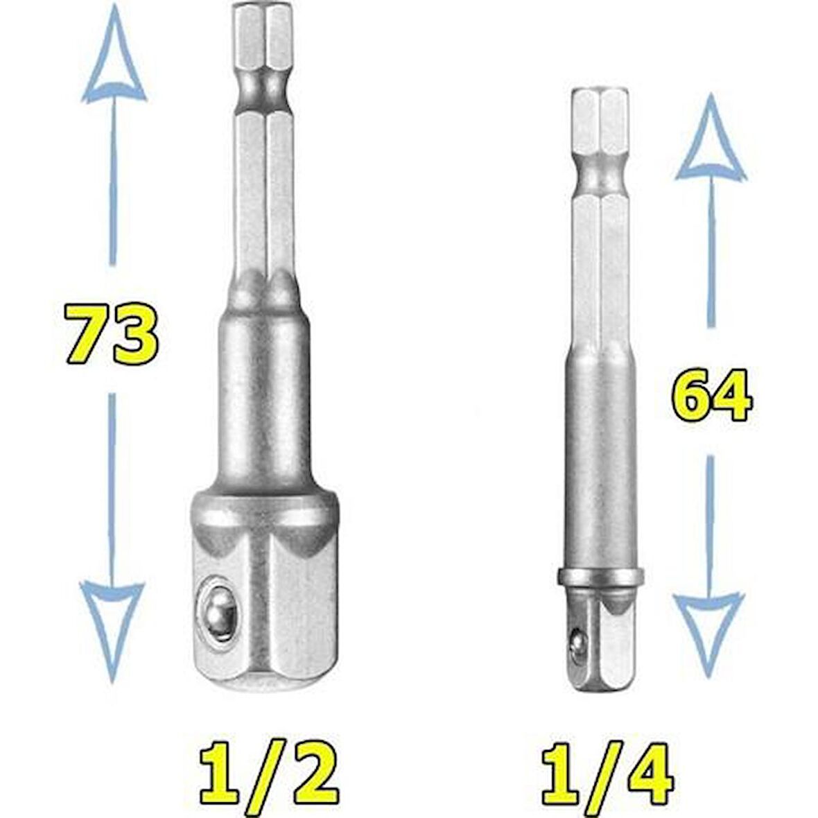 Rico KK1314 1/2" 1/4" Lokma Adaptörü Bits Uç Seti 2 Parça