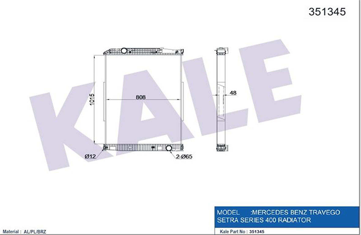 Mercedes Truck Motor Su Radyatoru Setra Travego 415 417 580 Cercevesiz - Kale 351345