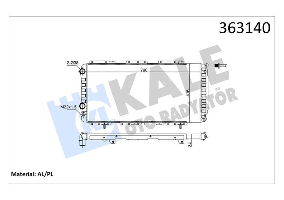 Psa Motor Radyatoru Mekanık Boxer Jumper Ducato 2,0 Hdi 2,5d 2,5td 2,8 2,8td Olcu: (790×415×34) / (94 06 - Kale 363140