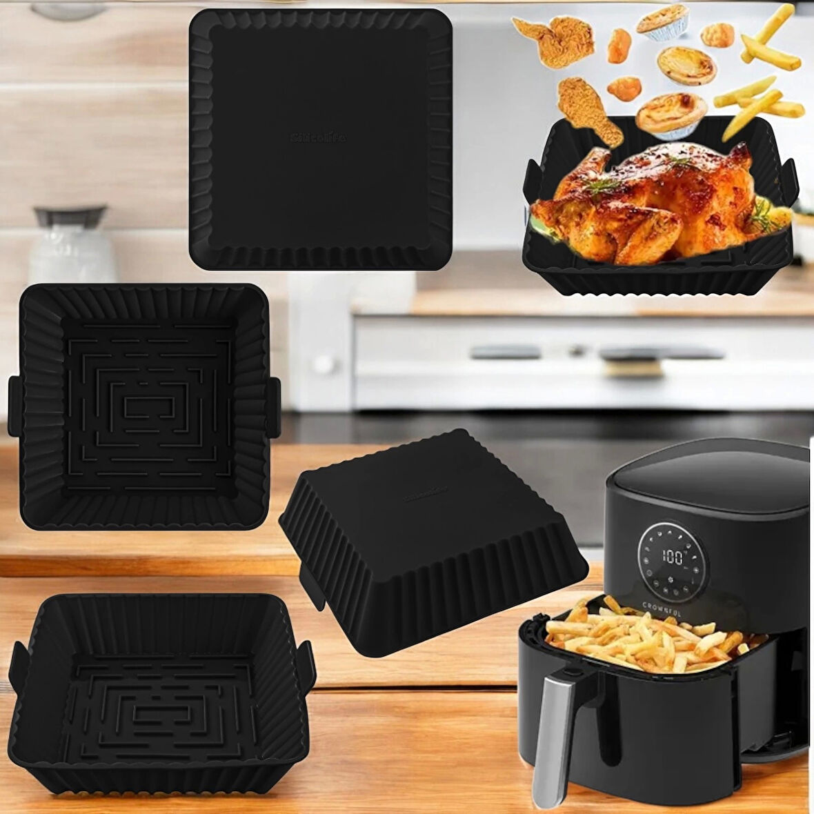 Kare Airfryer Pişirme Kabı