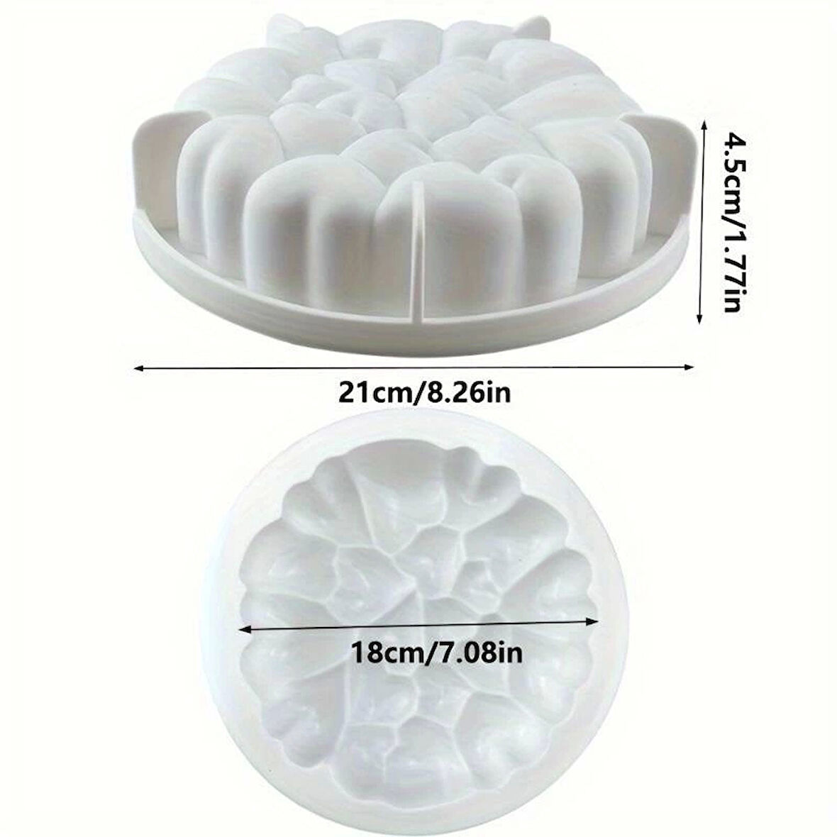 Silikon Çoklu Kalp Mousse Kek ve Pasta Kalıbı, Ø:18 Cm H: 4,5 Cm