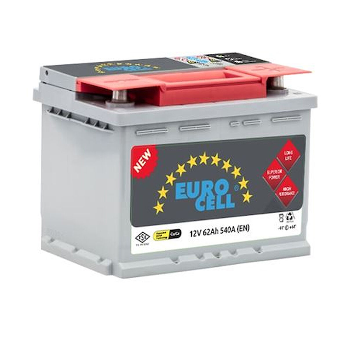 Aku Aku 12v 62 Ah L2 (242×175×190) Tam Kapalı Tirnaklı - Eurocell 8699358520012