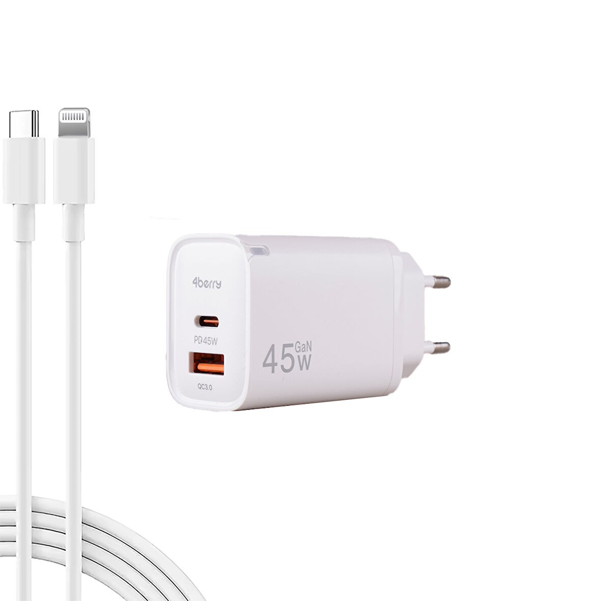 CL45 ECO Bundle 45W Hızlı Şarj Cihazı + Lightning Kablo | PD & QC Destekli, Güvenli Şarj