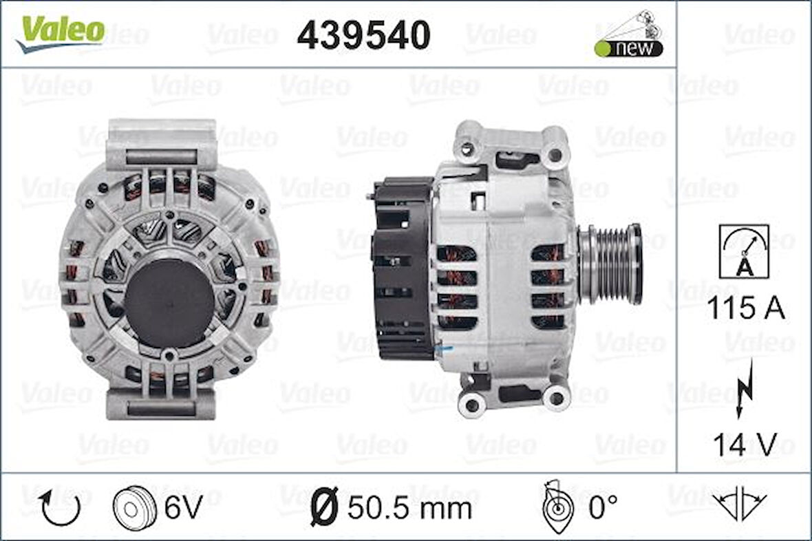 Mercedes Alternator (14v 115a) W202 97>00 W210 98>02 Vito 638 97>02 Sprinter 00>06 - Valeo 439540