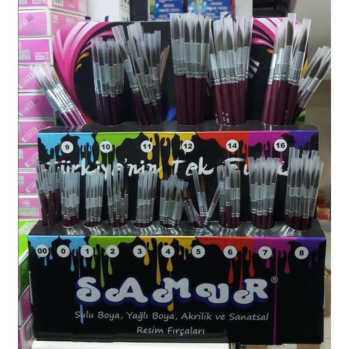 Samur Fırça Seti Sulu Boya 144 Lü Plastik Stand