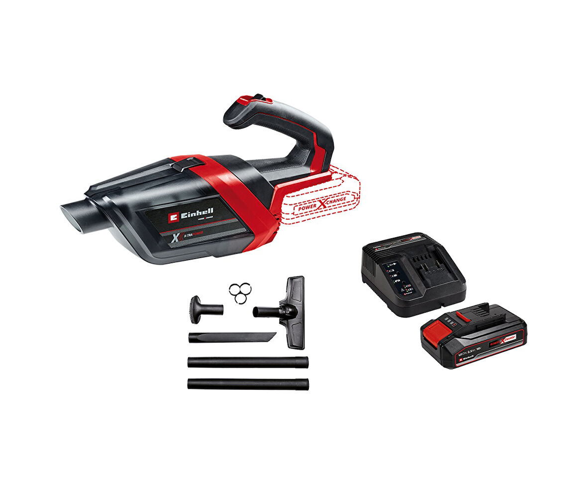 Einhell TE-HV 18/06 Li Süpürge + 2.5 Ah Akü + Şarj Cihazı