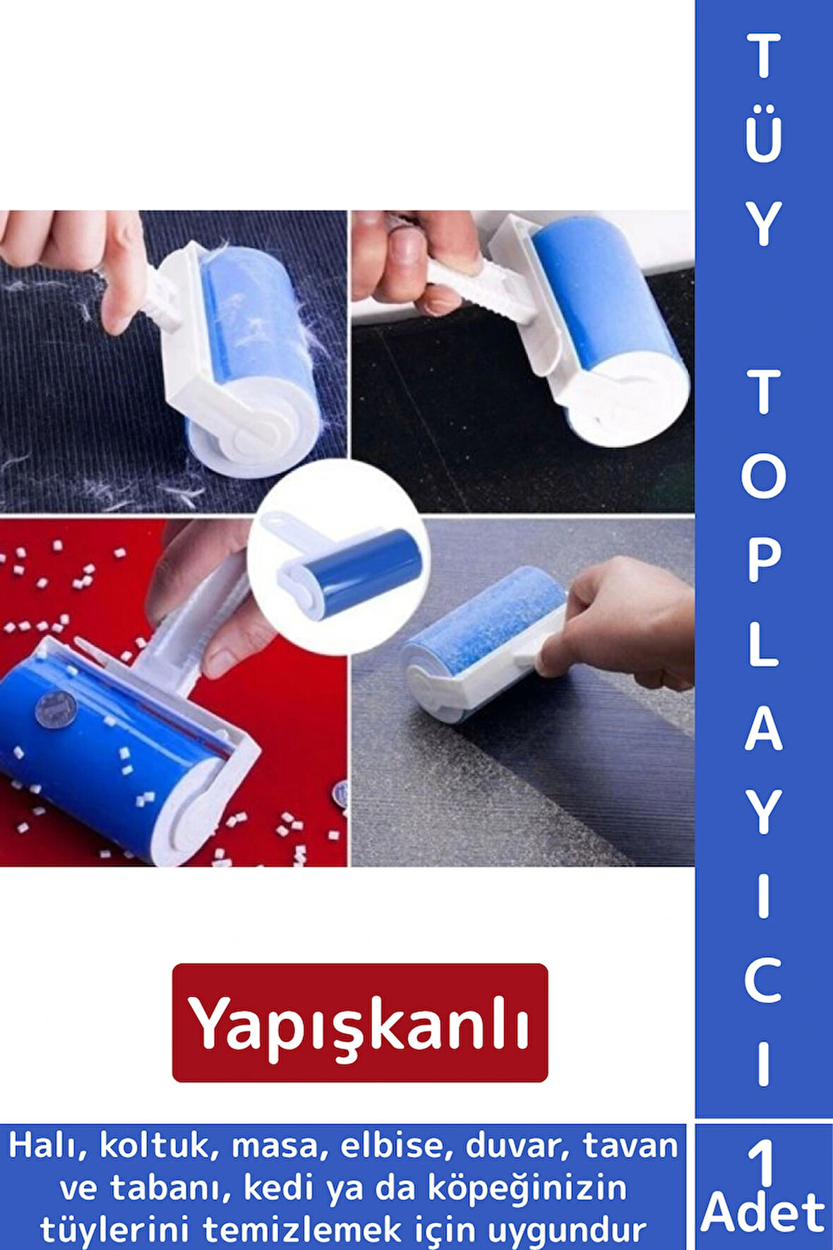 Uzun Ömürlü Pratik Kolay Temizlik Halı Koltuk Evcil Hayvan Kedi Köpek Kıl Tüy Kir Toz Toplama Rulosu