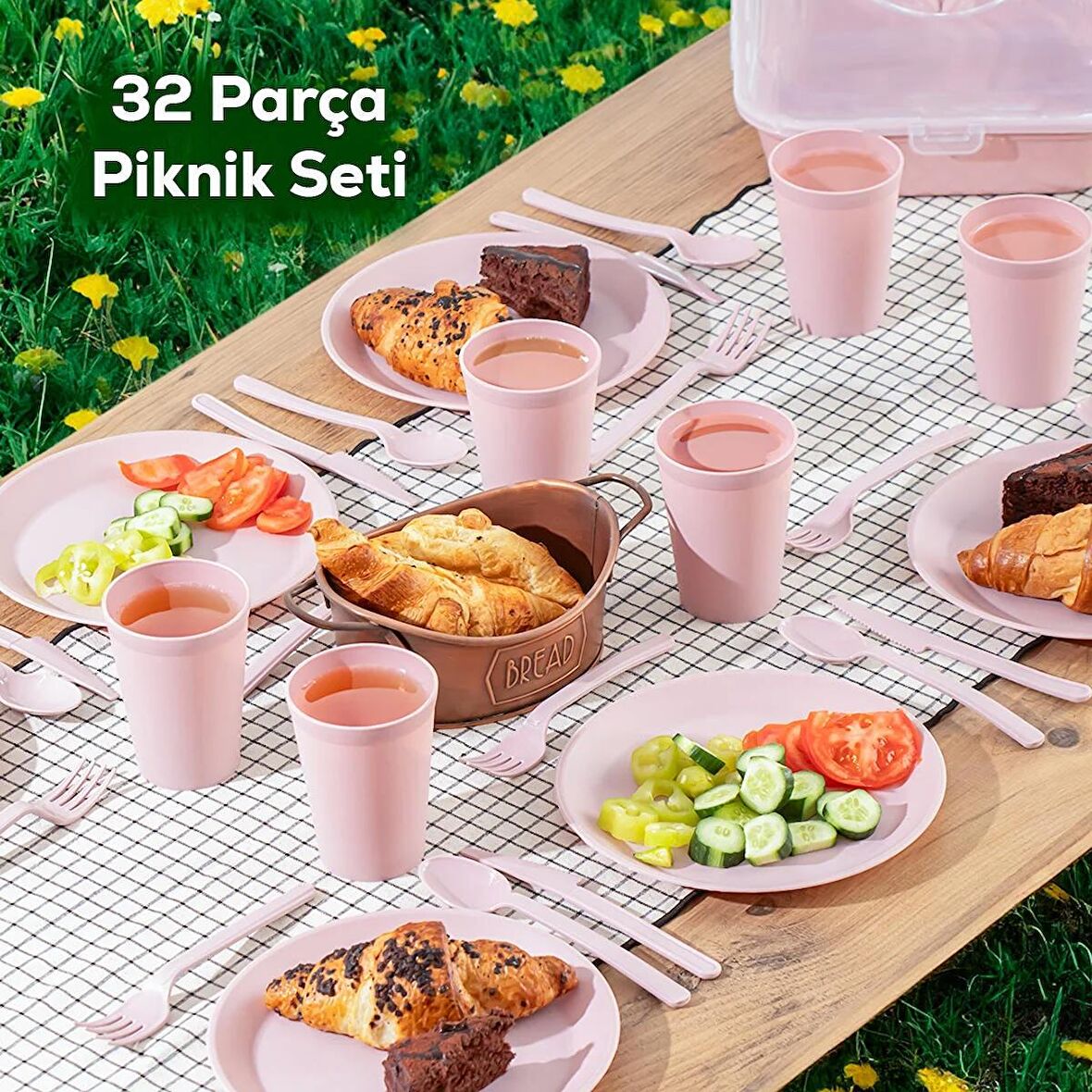 Porsima 0039 Karizma 6 Kişilik Piknik Seti - Çantalı Piknik Seti-32 Parça Piknik Organizer-Pudra