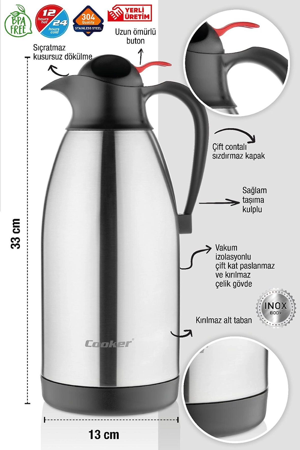 2.5 Lt Sürahi Model Termos (Piknik,kafe,yolculuk)