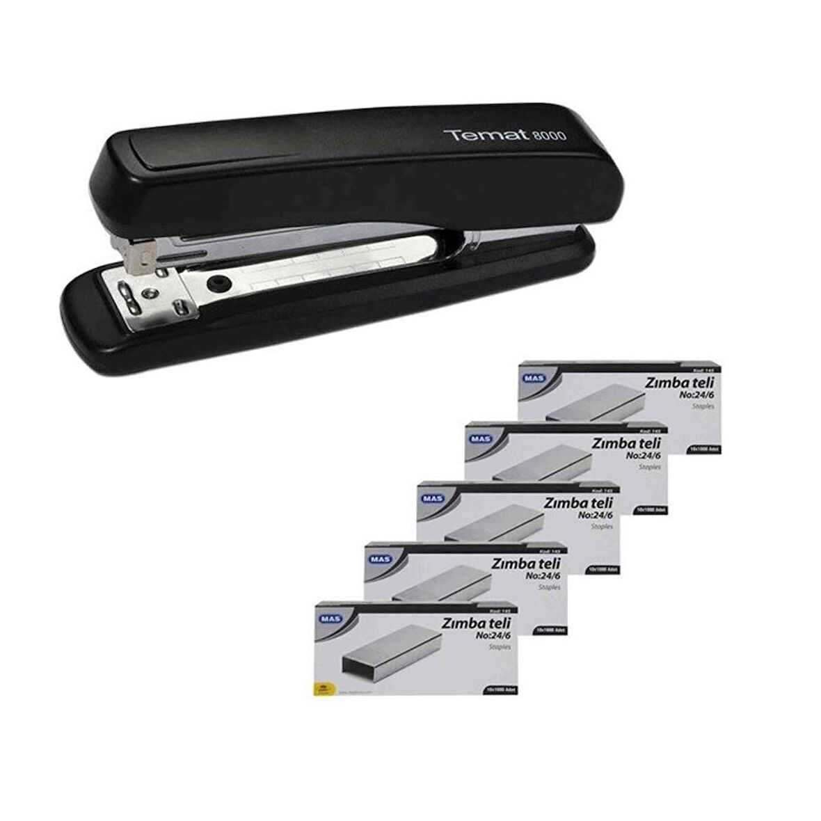 Temat Zımba Makinesi 24/6 Siyah 8000 + 5 Adet Tel