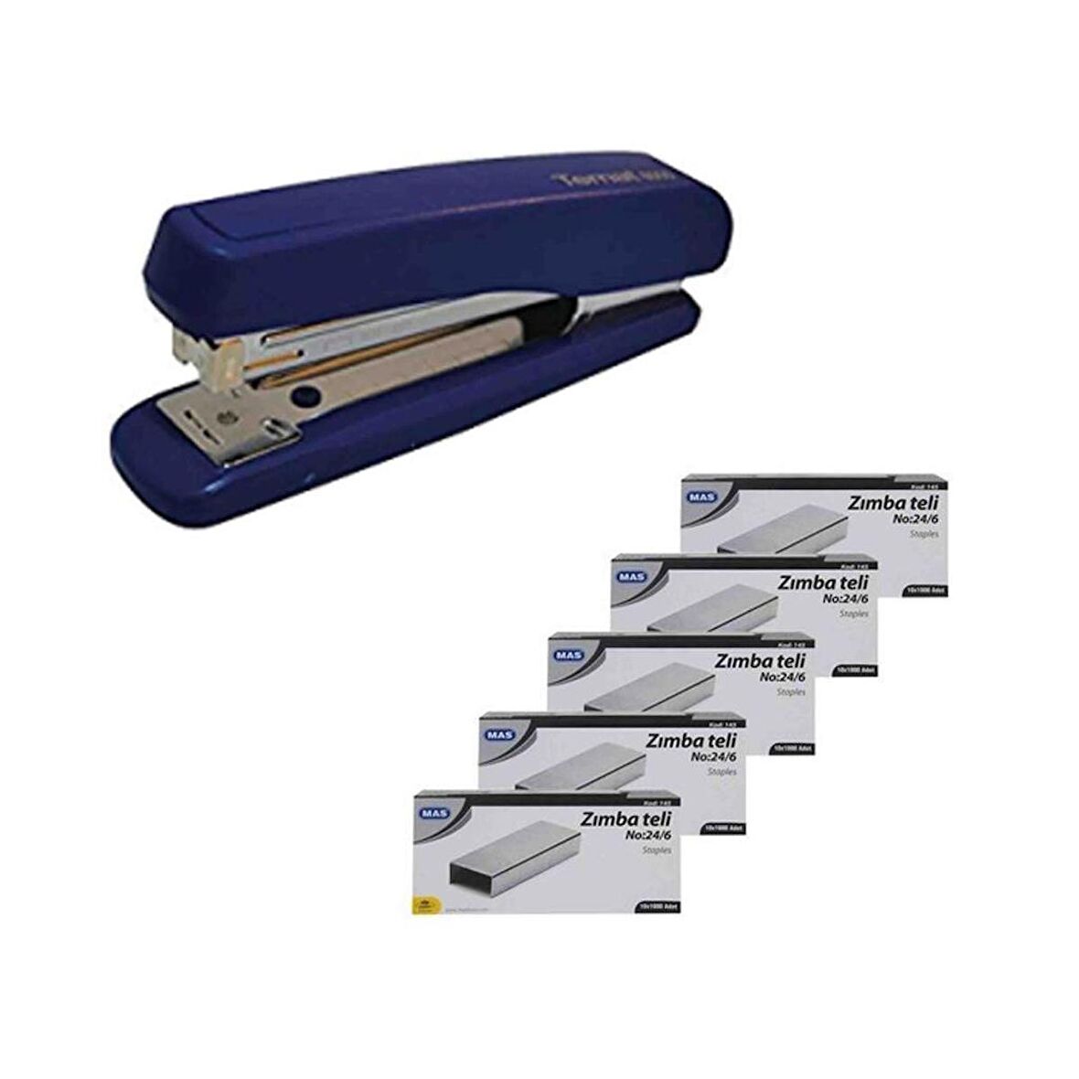 Temat Zımba Makinesi 24/6 Mavi 8000 + 5 Adet Tel