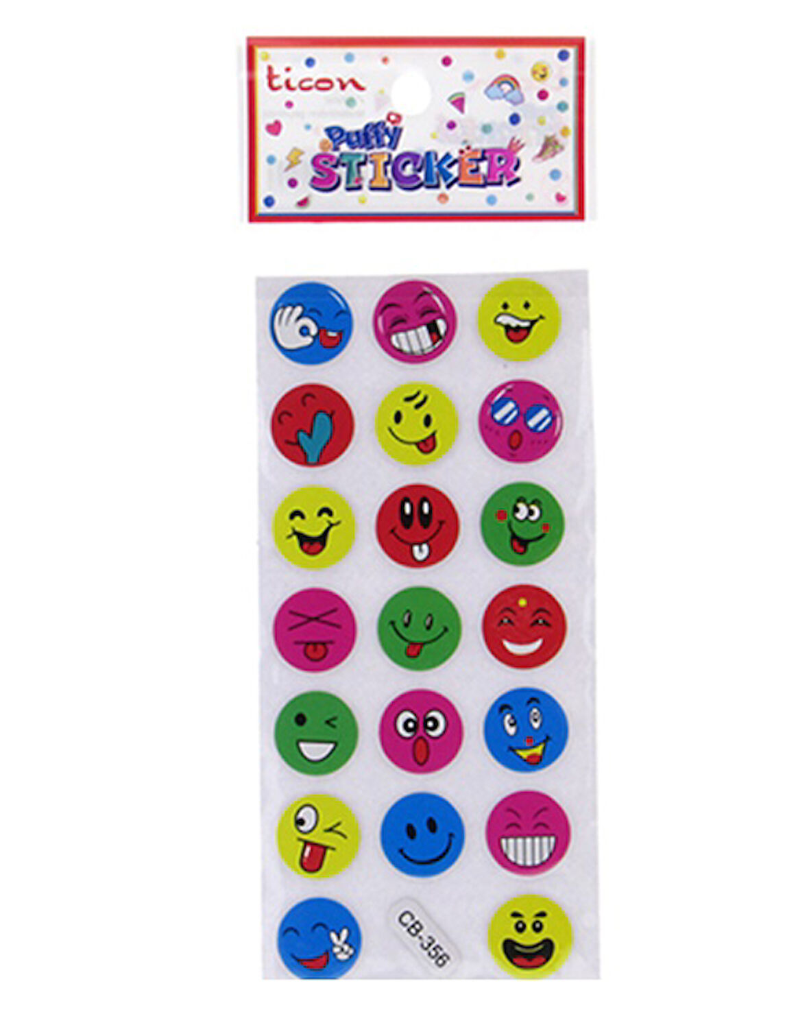 Ticon Sticker Gülen Yüz Renkli - 6 adet
