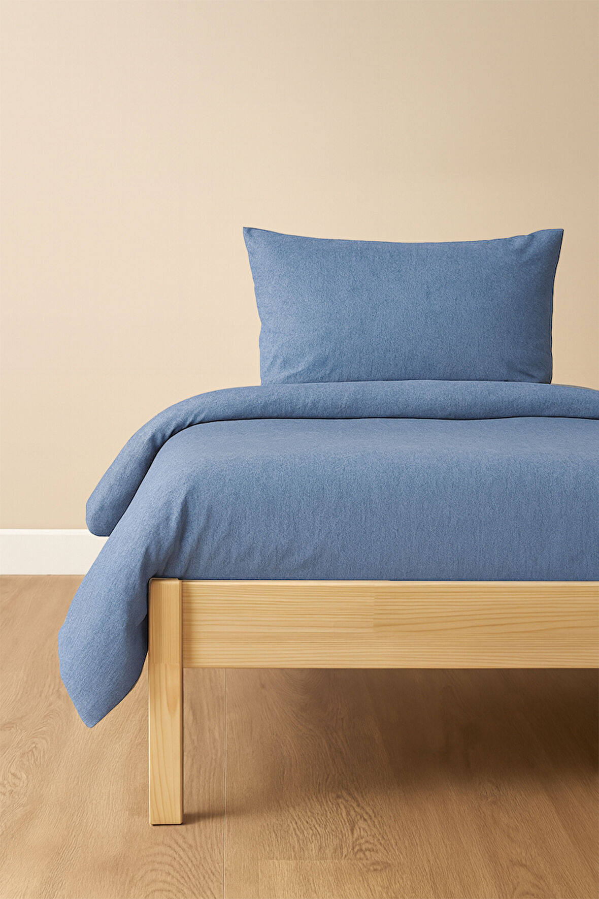 Tek Kişilik Nevresim Takımı İndigo Mavi Eco Cotton