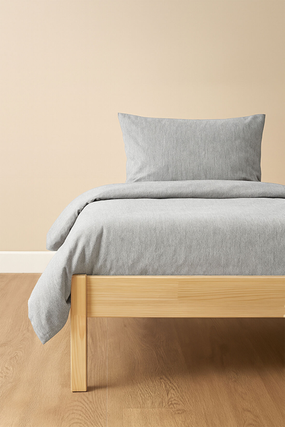 Tek Kişilik Nevresim Takımı Gri Eco Cotton