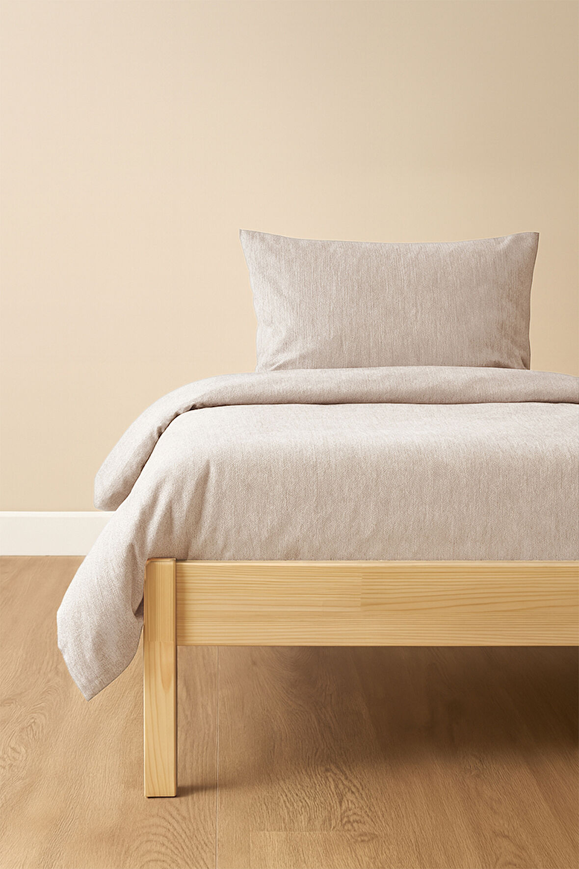 Tek Kişilik Nevresim Takımı Sütlü Kahve Eco Cotton