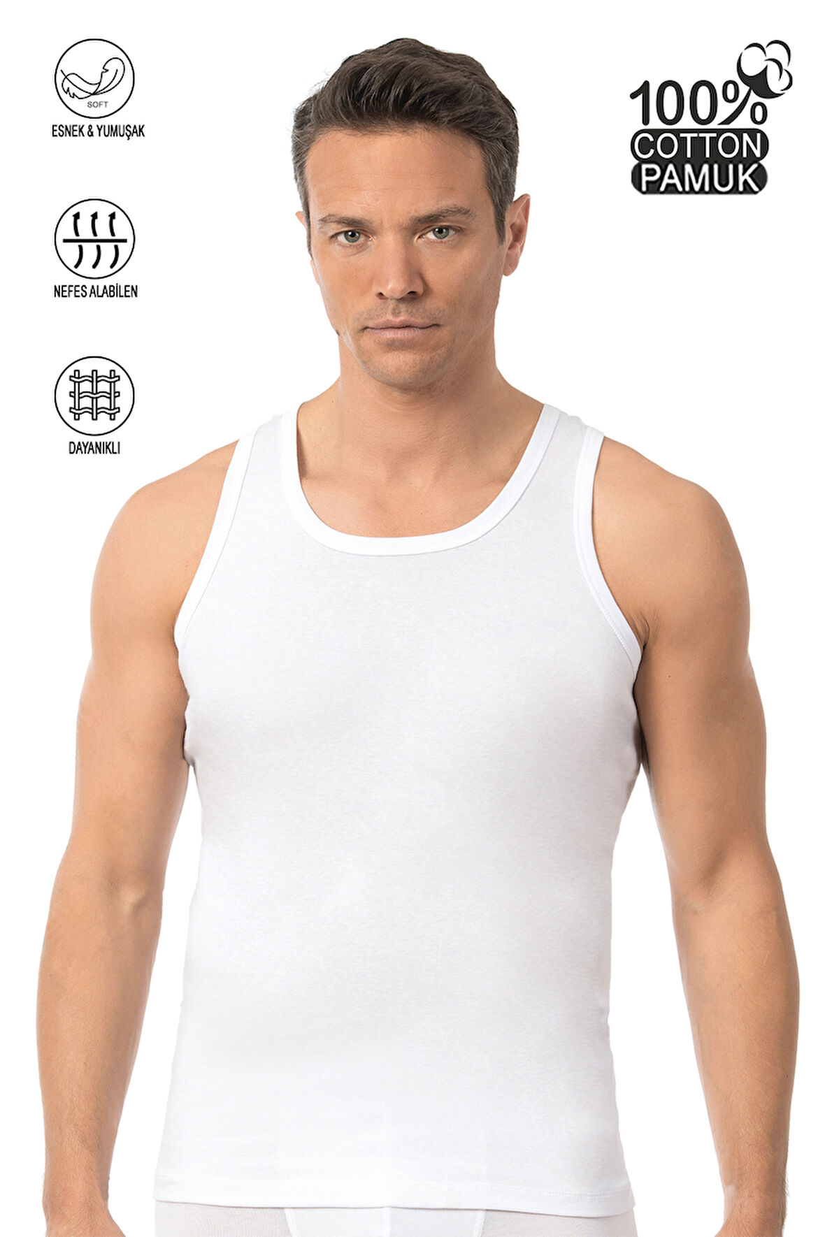 Özkan 0113 Erkek %100 Pamuklu Ribana Esnek Yumuşak Kalın Askılı Atlet