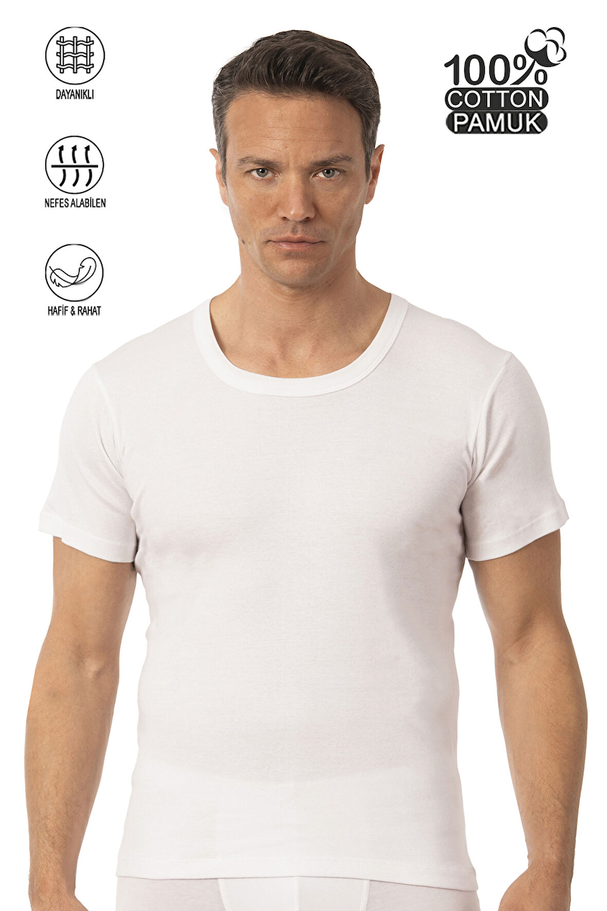 Özkan 0059 Erkek %100 Pamuklu Süprem Kumaş Açık Yaka Yarım Kol Atlet Fanila