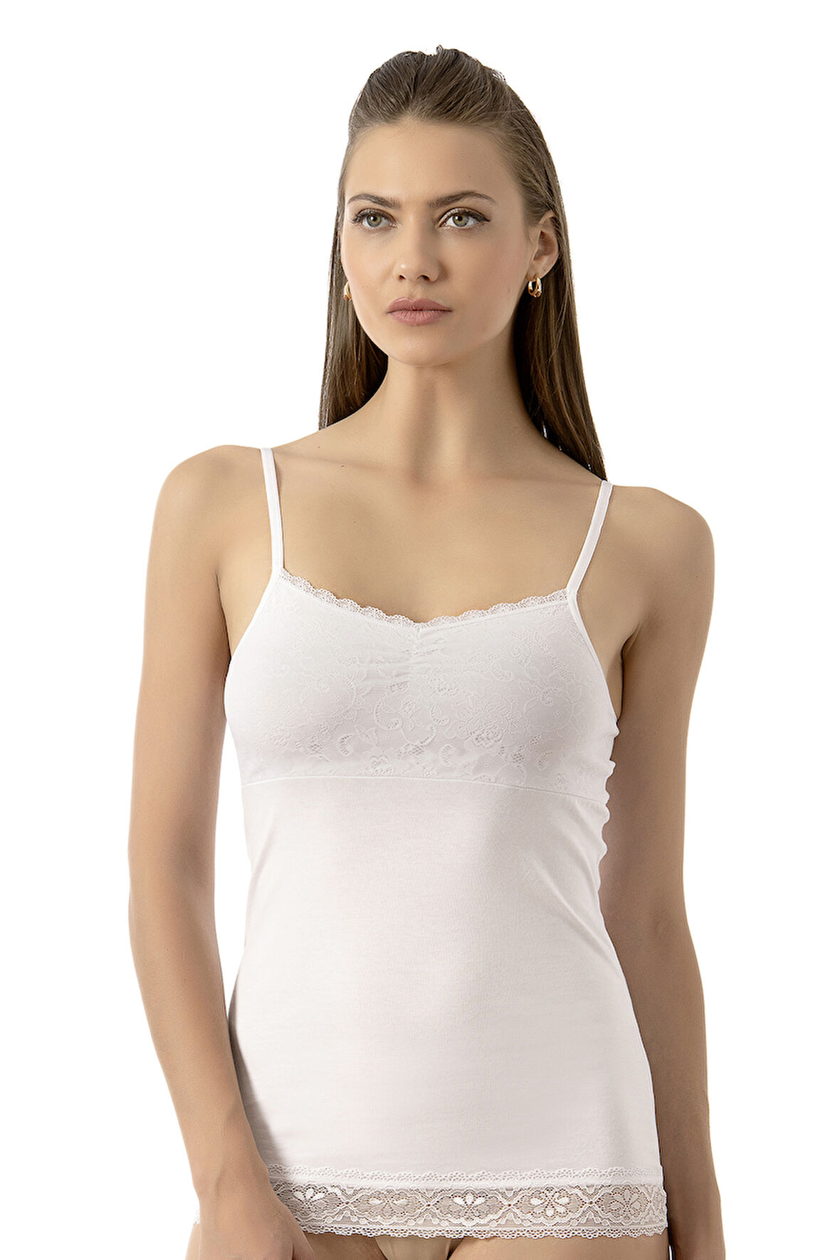 Özkan 24186 Kadın Pamuklu Likralı Süprem Dantel Kuplu İnce Askılı Atlet