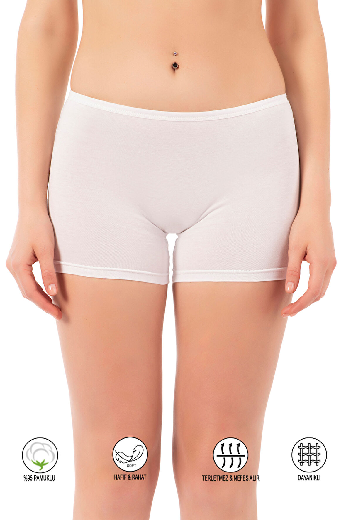 Özkan 0412 Kadın Likralı %95 Pamuklu Süprem Esnek Rahat Boxer Şort Tayt