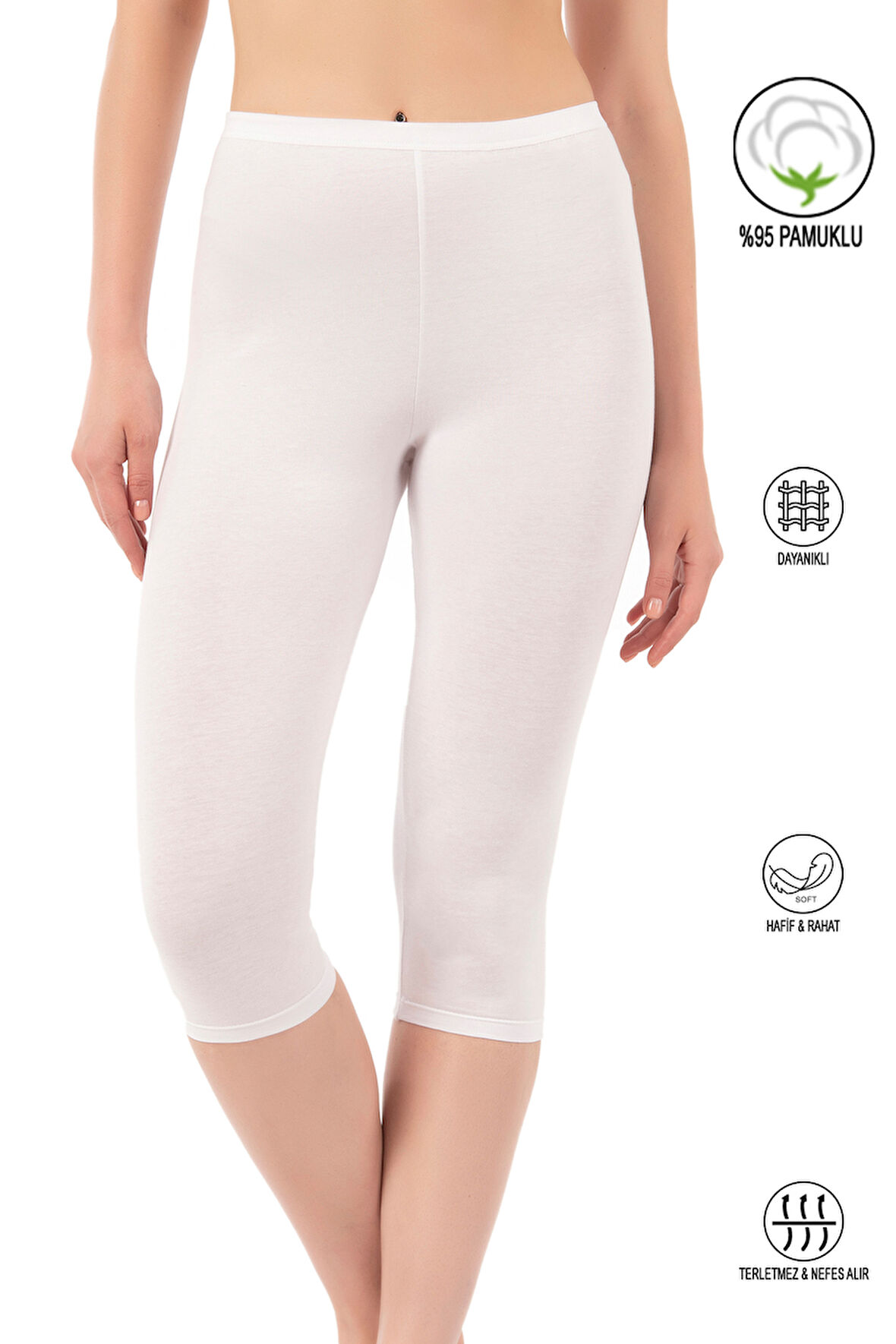 Özkan 0458 Kadın %95 Pamuklu Likralı Süprem Kumaş Esnek Rahat Yumuşak Diz Altı Kapri Tayt