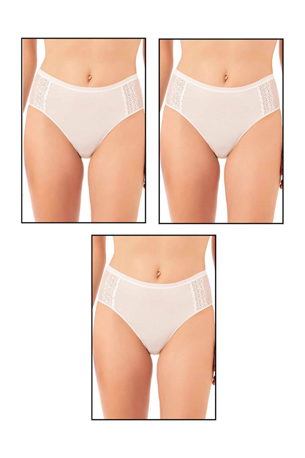Özkan 25592 3'lü Paket Kadın Pamuklu Modal Esnek Rahat Dantelli Bato Külot