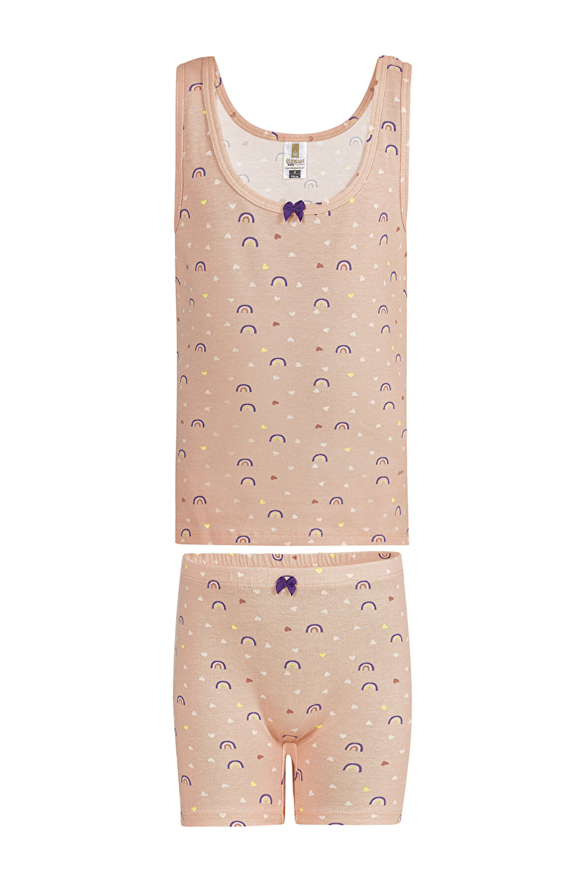 Özkan 43132 Kız Çocuk Pamuklu Pembe Kalın Askılı Atlet Şort İç Giyim Takım