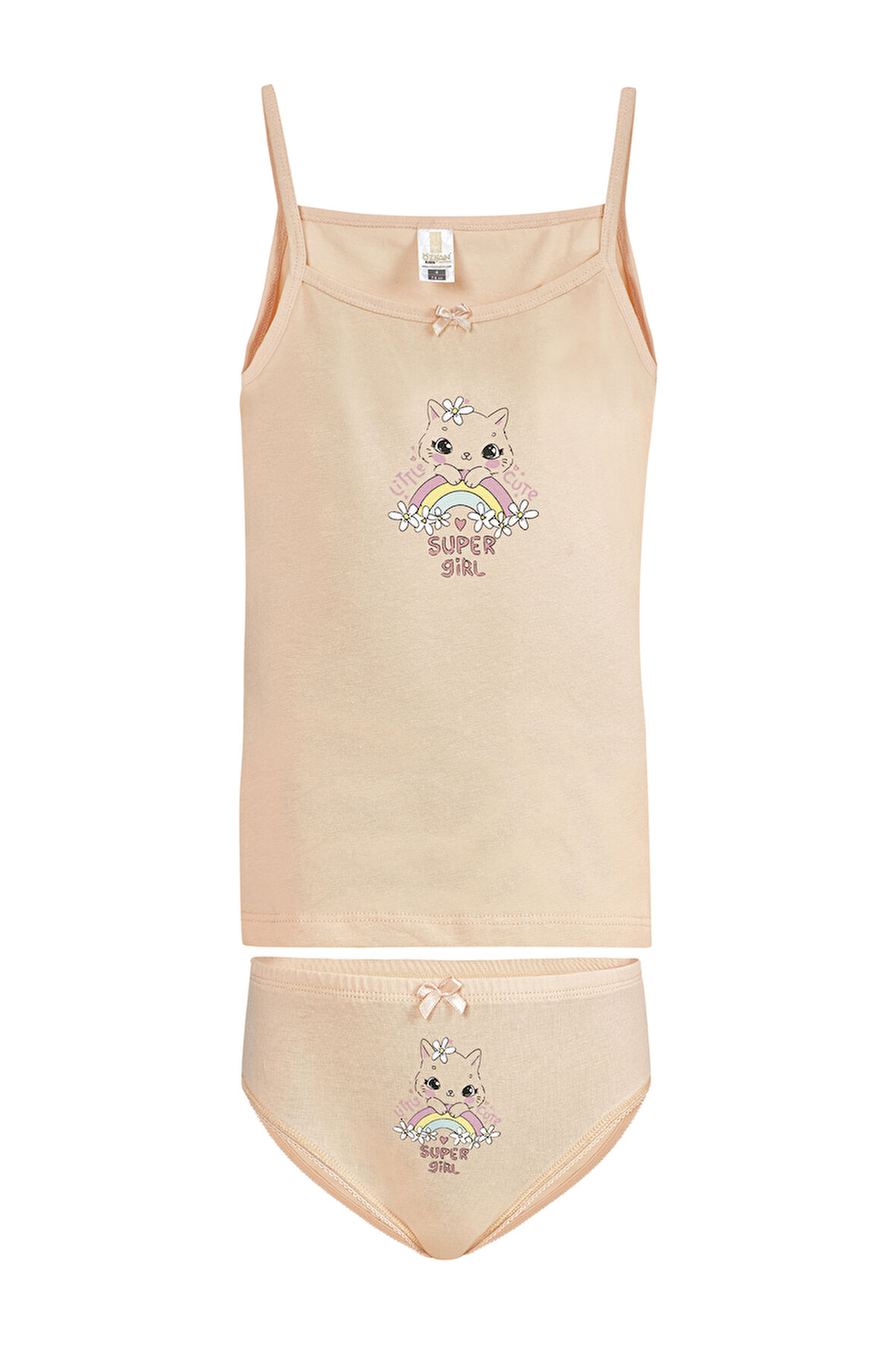 Özkan 43140 Kız Çocuk Pamuklu Pudra İnce Askılı Atlet Külot İç Giyim Takım