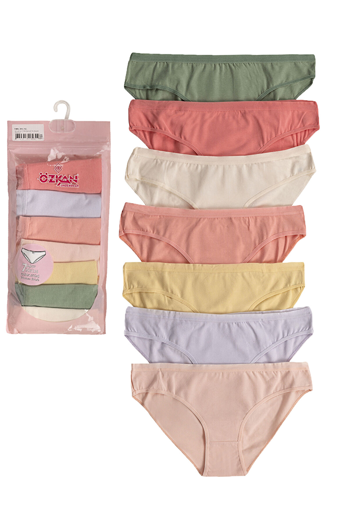 Özkan 26804 7'li Paket Kadın Likralı Pamuklu Esnek Rahat Slip Bikini Külot