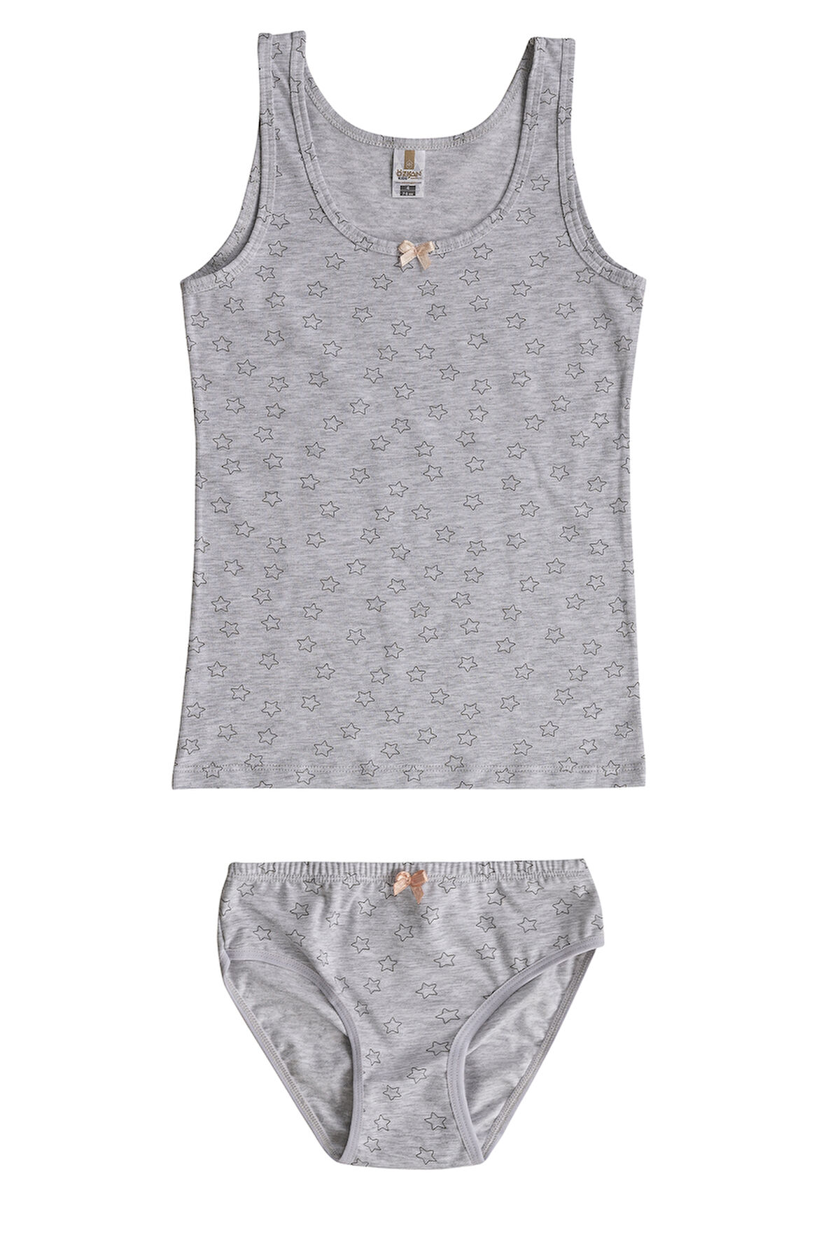 Özkan 43156 Kız Çocuk Pamuklu Desenli Esnek Rahat İnce Askılı Atlet Külot İç Giyim Takım