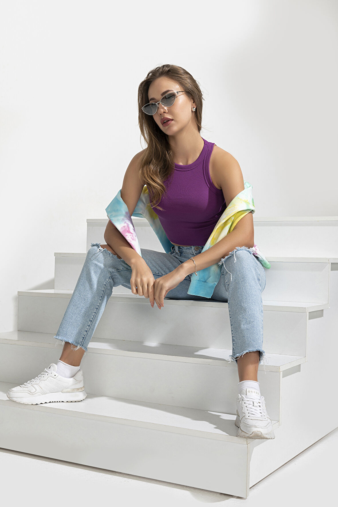 Özkan 27425 Kadın Pamuklu Kaşkorse Fitilli Halter Yaka Esnek Rahat Geniş Biyeli Crop Atlet Büstiyer