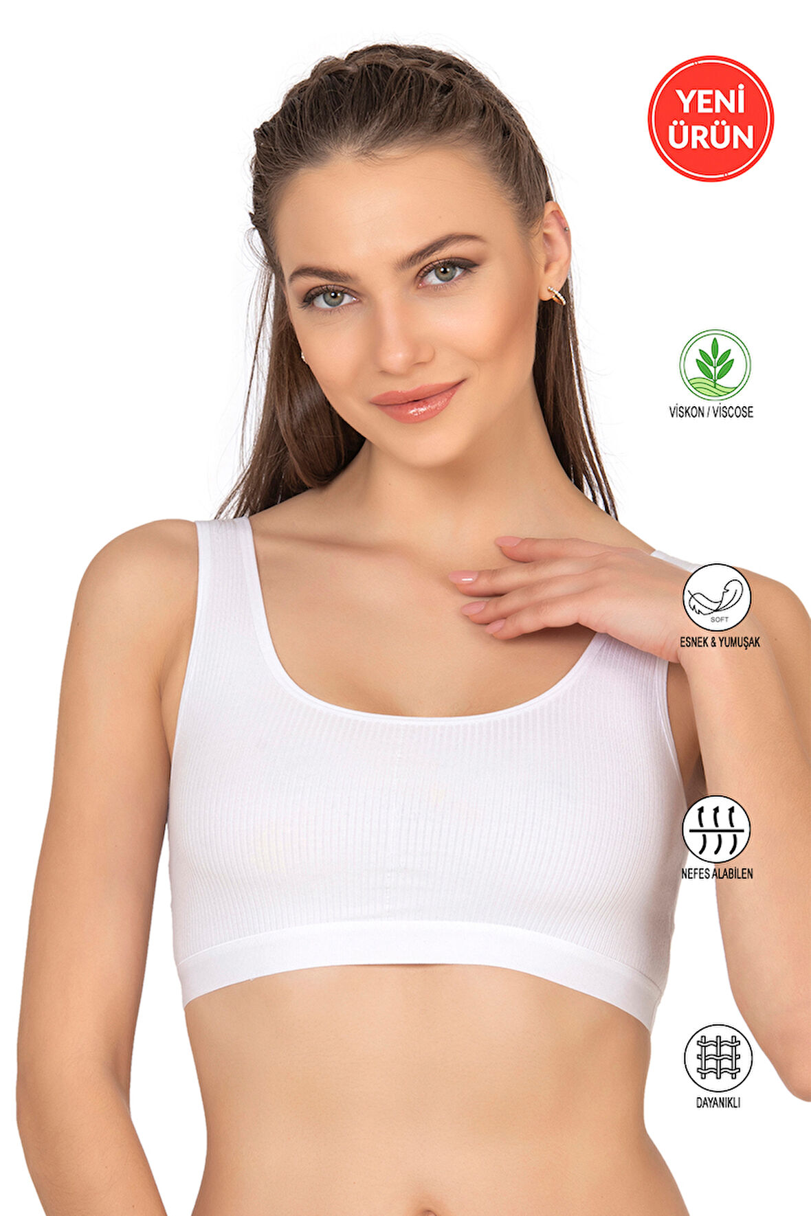 Özkan 27408 Kadın Viskon Kumaş Çıkarılabilir Pedli Balensiz Kaşkorse Kalın Askılı Sütyen Büstiyer