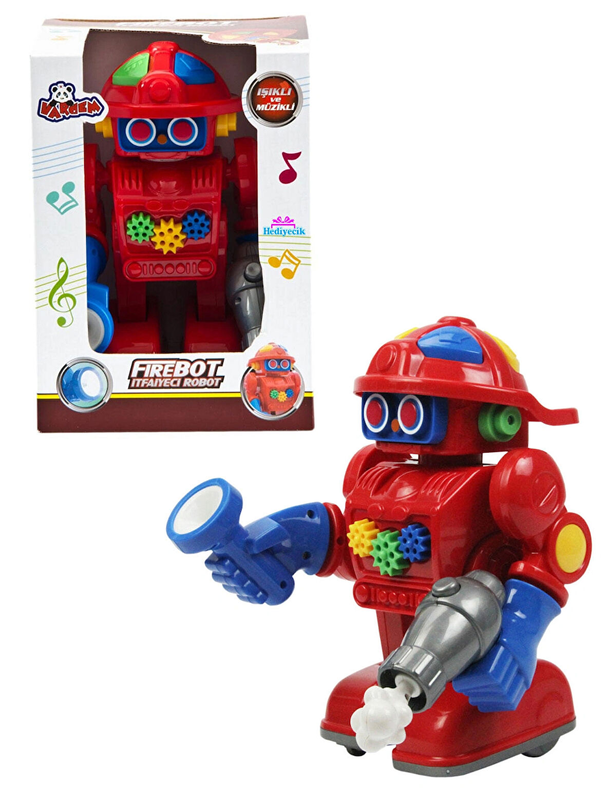 Oyuncak İtfaiyeci Robot Sesli ve Işıklı Yürüyen 25 Cm