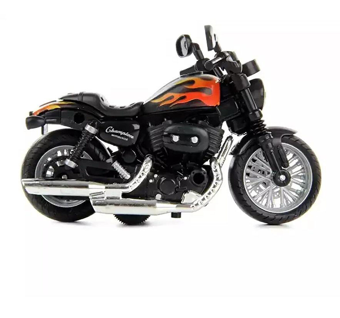Çek Bırak1:14 Die-Cast Clasic Motosiklet - Alev Desenli