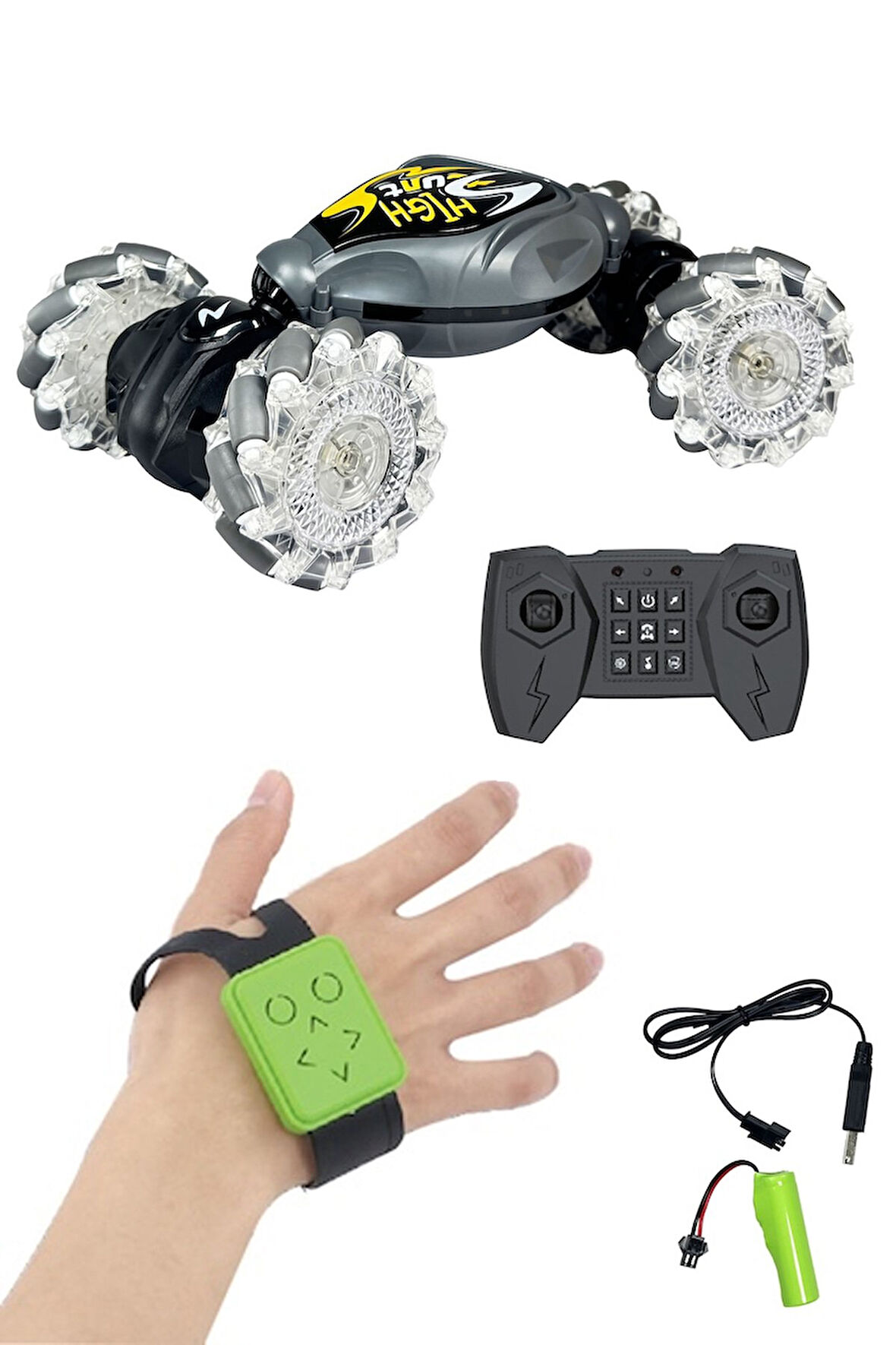 Bileğinizle Yönetilen Şarjlı 2.4G Uzaktan Kumandalı Stunt Araba ile Akrobatik Şov Zamanı!