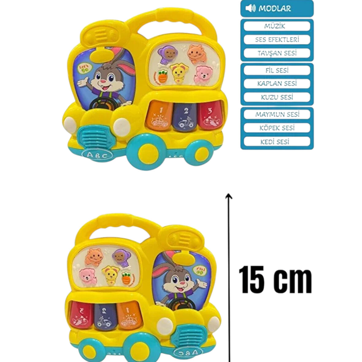 BEBEK PİYANOSU OTOBÜS  IŞIKLI MÜZİKLİ KUTULU 12M+