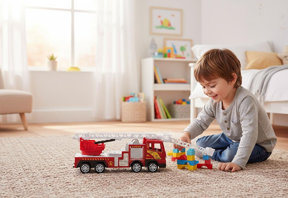 Kurtarma Merdivenli İtfaiye Aracı Oyuncak - Hareketli Merdiven, Gerçekçi Tasarım (3+ Yaş)