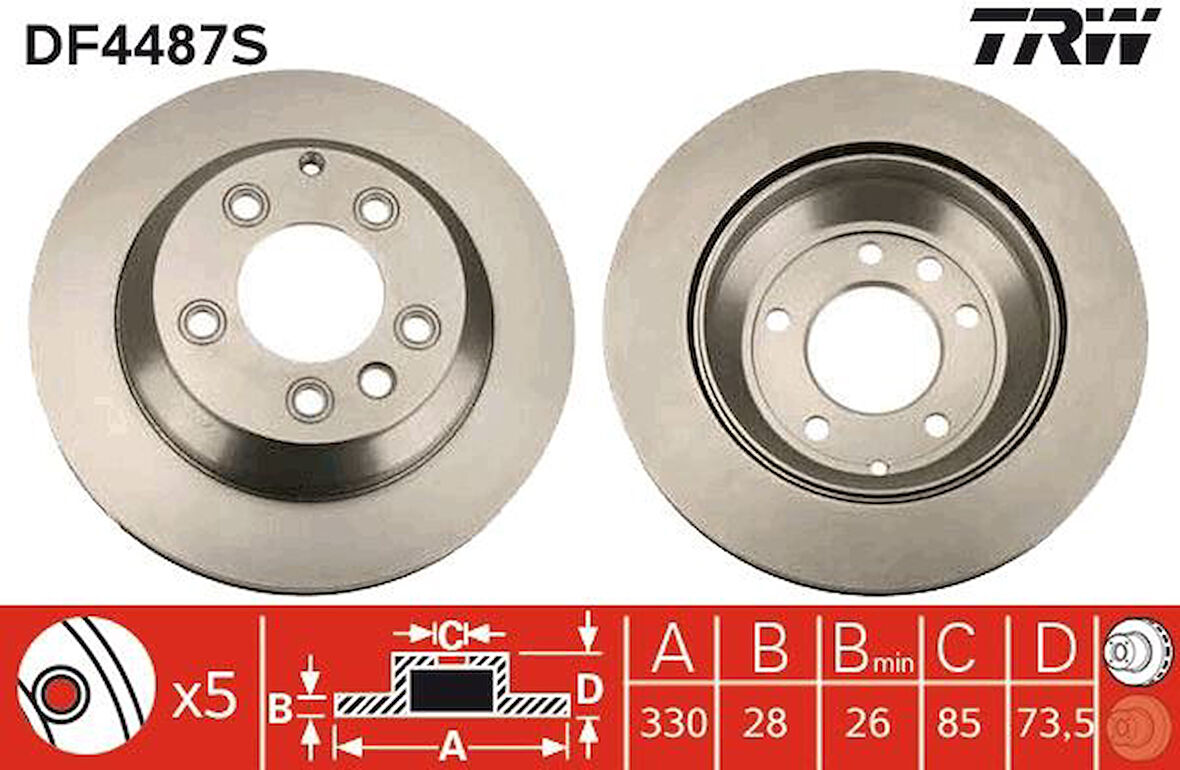 Vw Fren Diski Arka - 28157/ Ddf1580 - Trw Df4487s