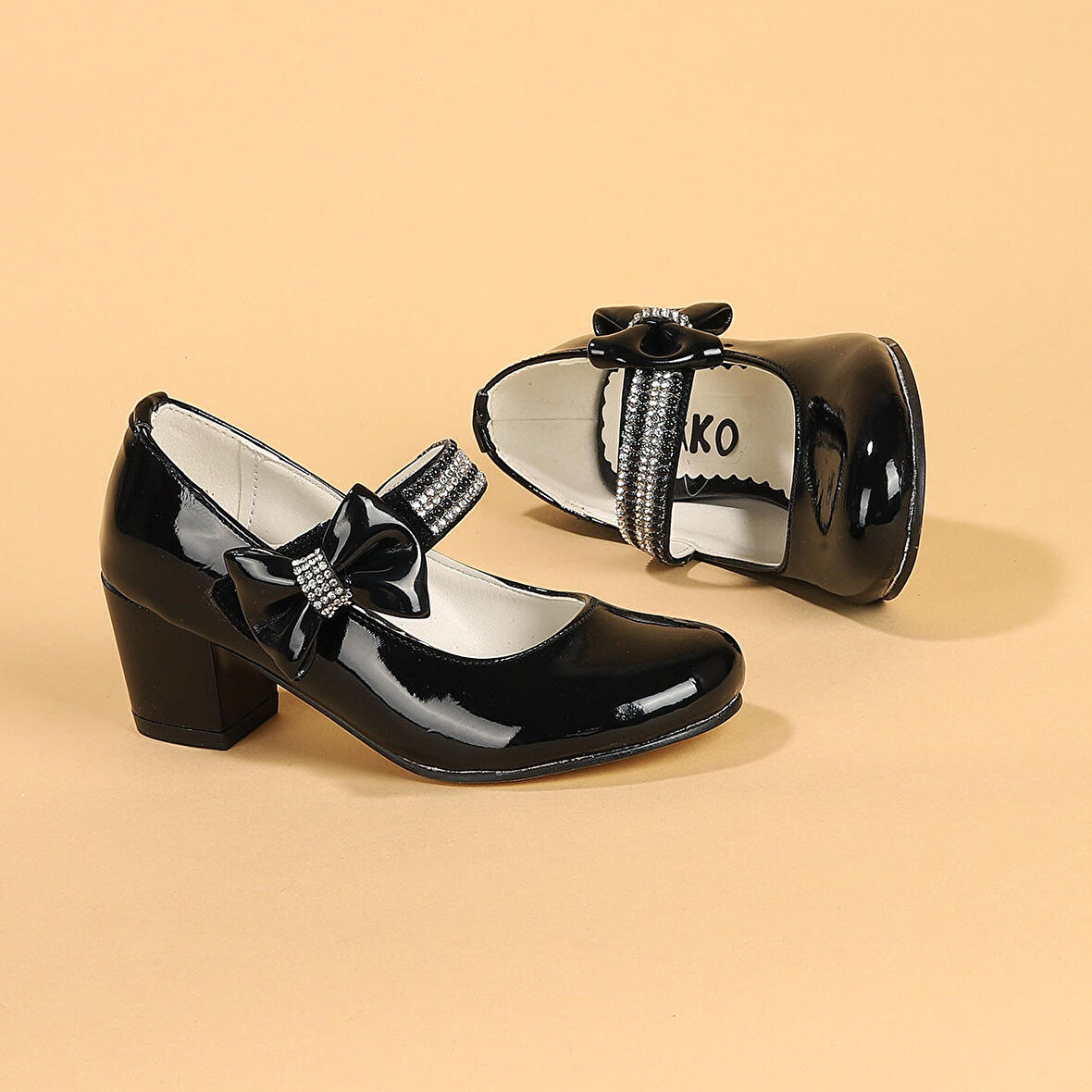 Kiko Kids 752 Rugan Günlük Kız Çocuk 4 Cm Topuklu Babet Ayakkabı