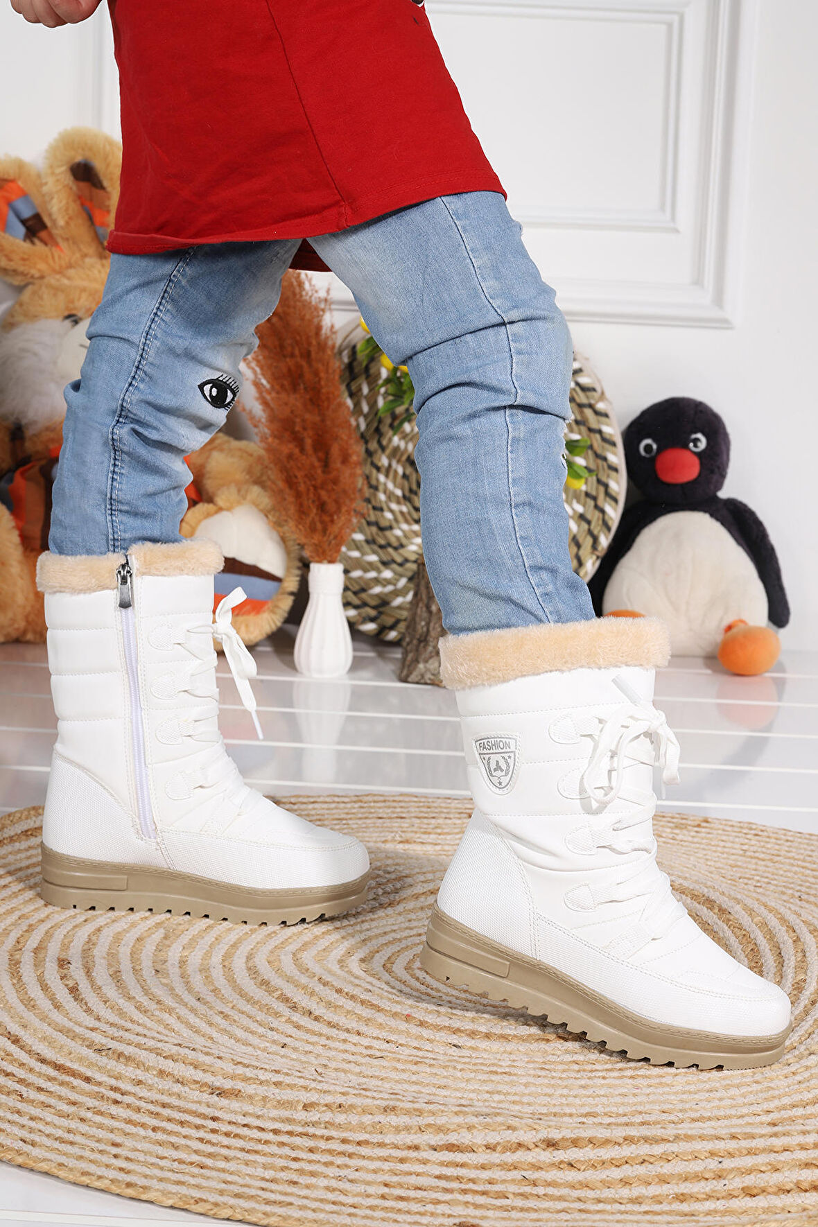 Kiko Kids Twg 995  İçi Termal Kürklü Kız Çocuk Kar Botu Ayakkabı