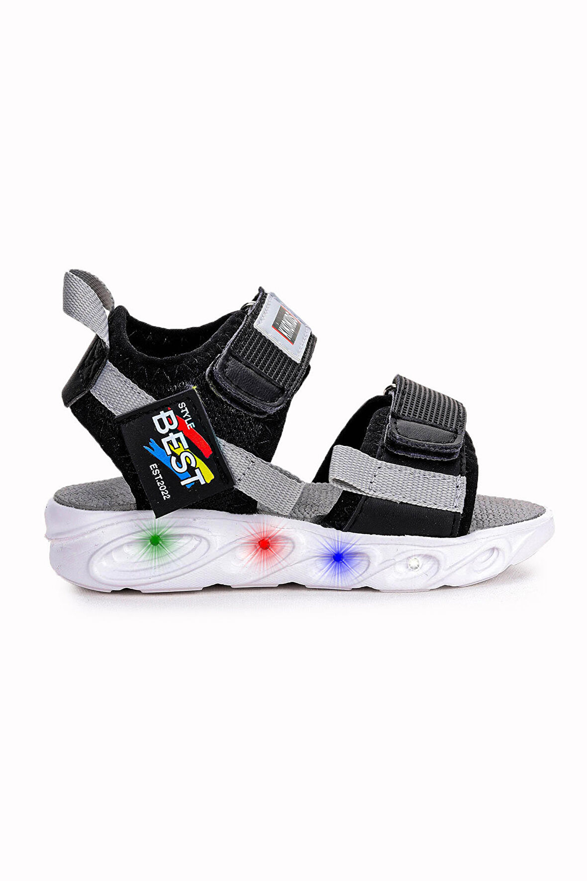 Kiko Kids 100 Işıklı Günlük Kız/Erkek Çocuk Cırtlı Sandalet Ayakkabı