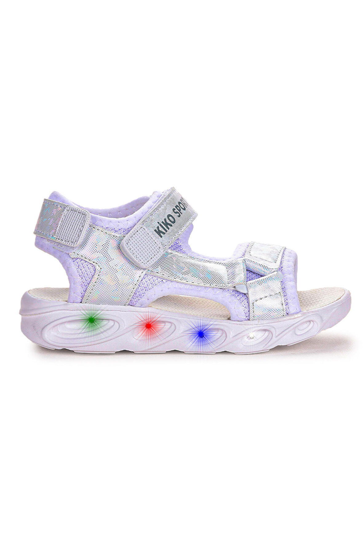 Kiko Kids 133 Hologram Işıklı Günlük Kız Çocuk Cırtlı Sandalet Ayakkabı