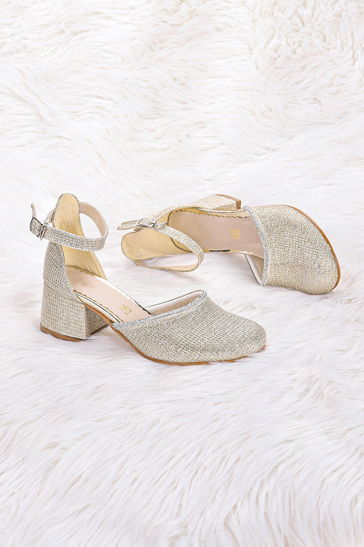 Kiko Kids 771 Çupra Taşlı Kız Çocuk 5 Cm Topuklu Sandalet Ayakkabı