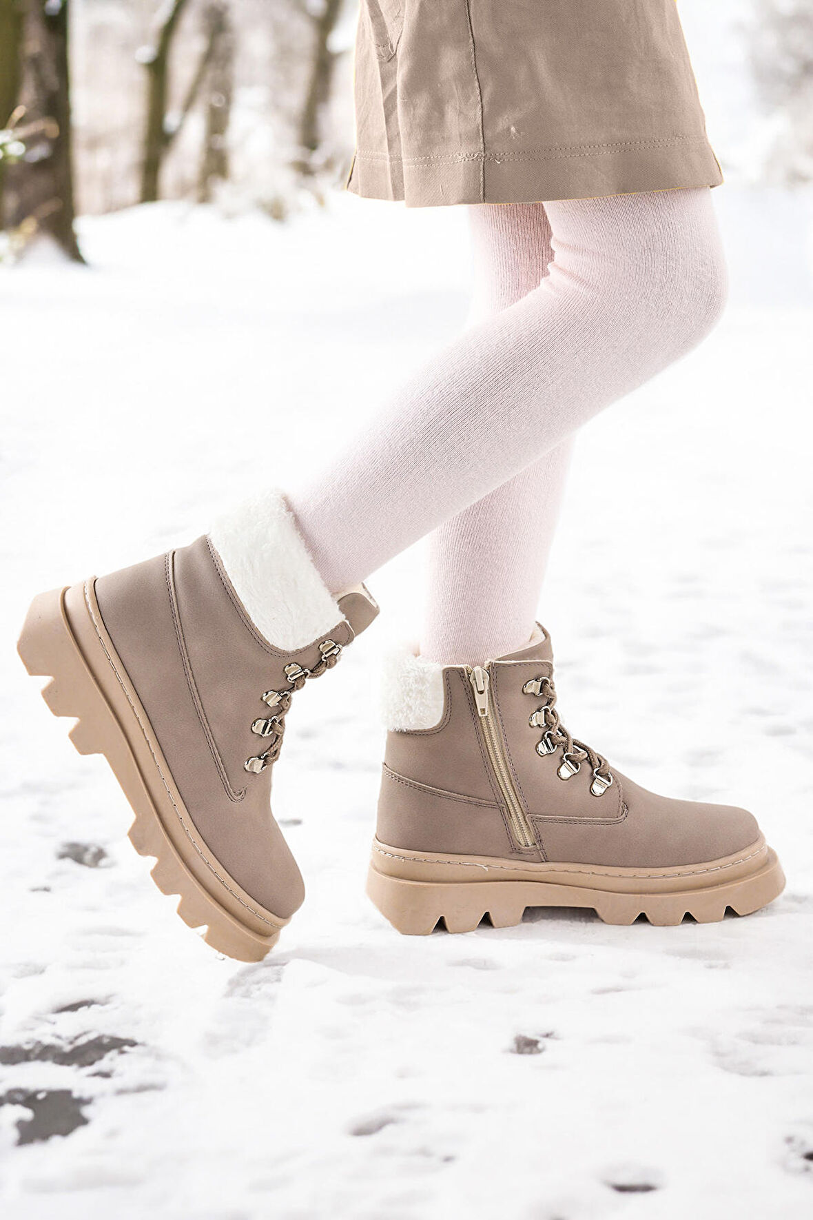 Kiko Kids 500 Günlük Fermuarlı Kız Çocuk Bot Ayakkabı