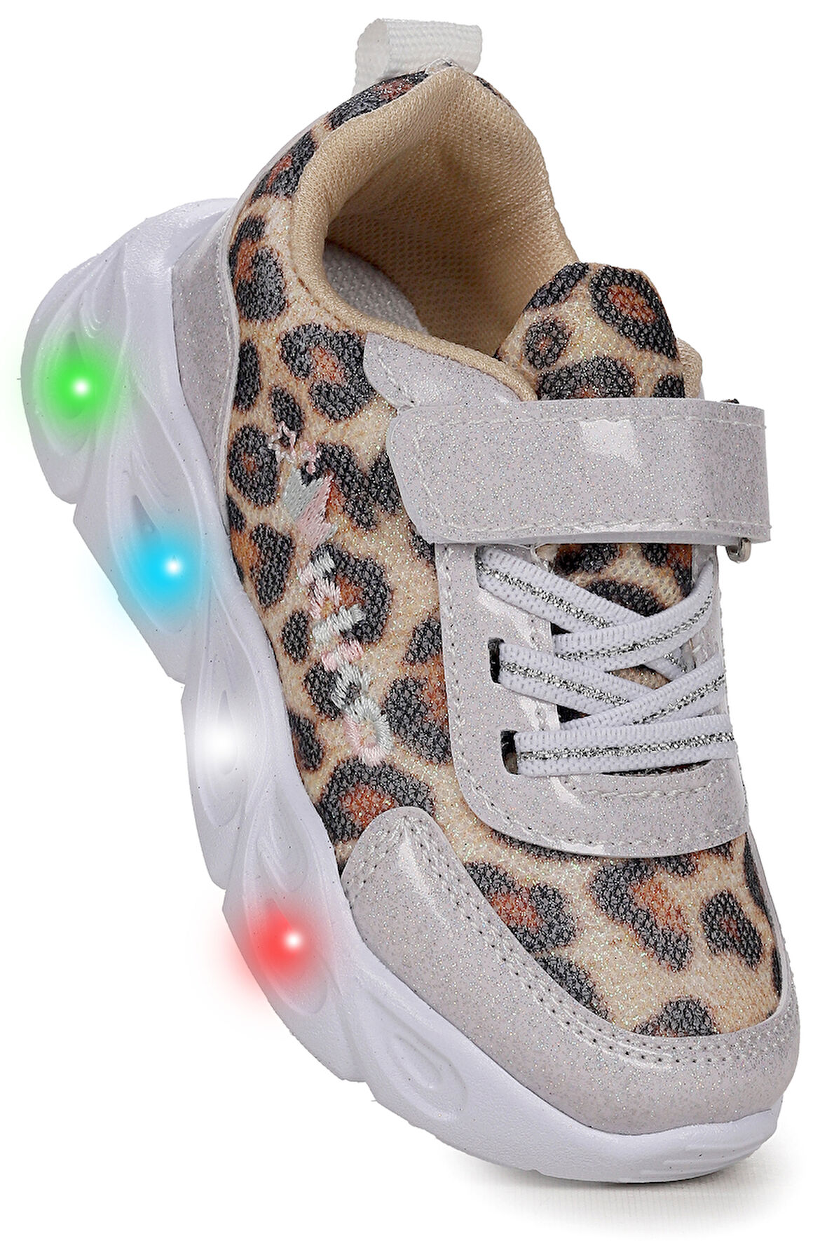 Kiko Kids Teno Leopar Desenli Cırtlı Işıklı Kız Bebek Spor Ayakkabı