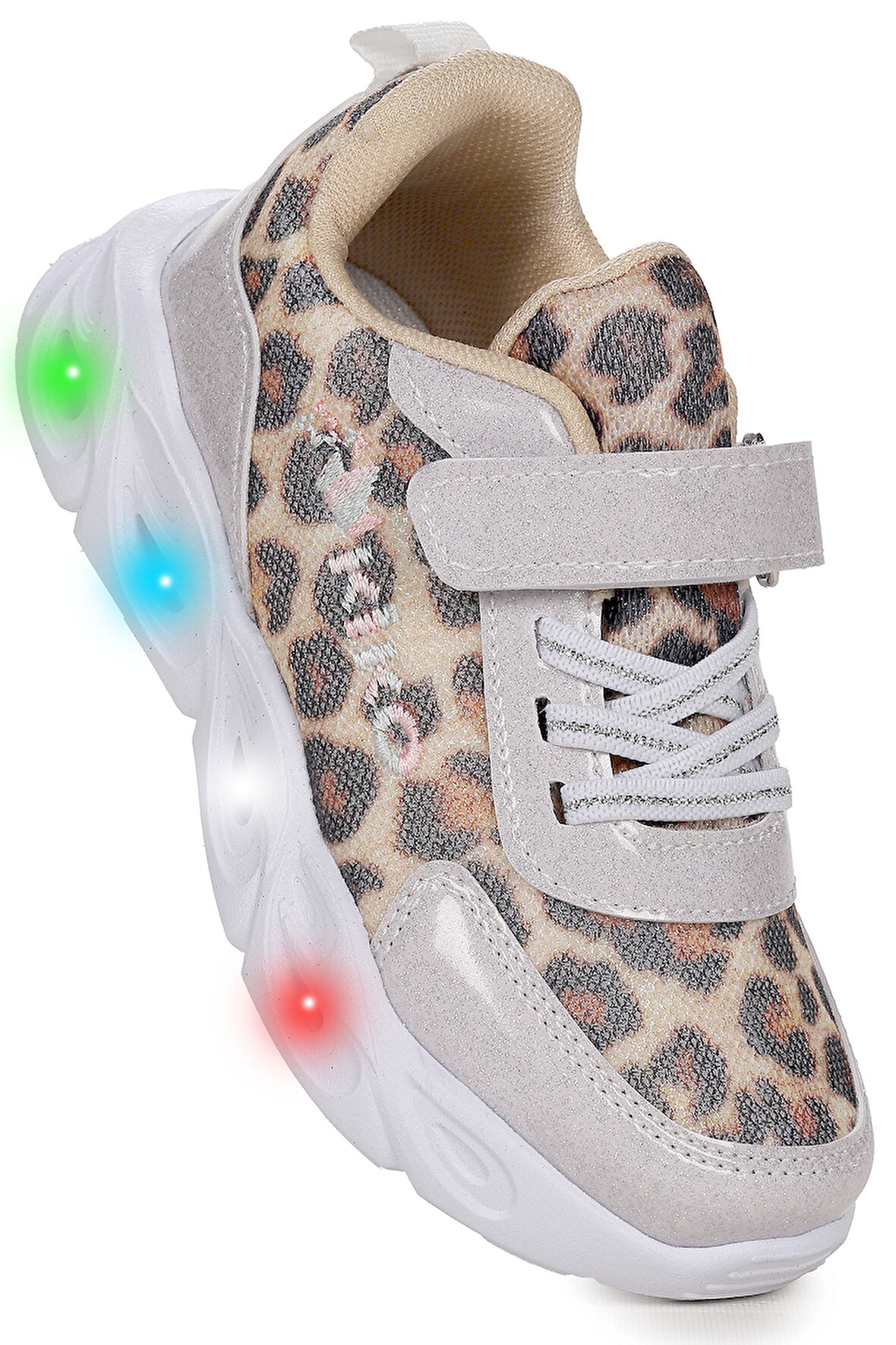 Kiko Kids Teno Leopar Desenli Cırtlı Işıklı Kız Çocuk Spor Ayakkabı