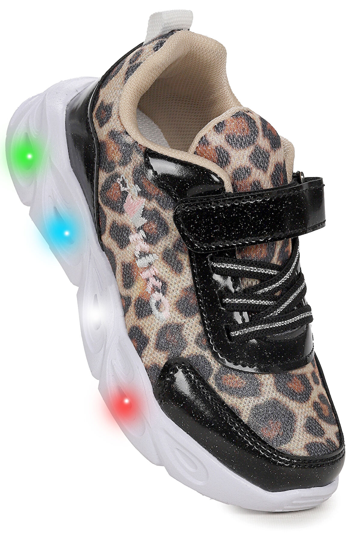 Kiko Kids Teno Leopar Desenli Cırtlı Işıklı Kız Çocuk Spor Ayakkabı