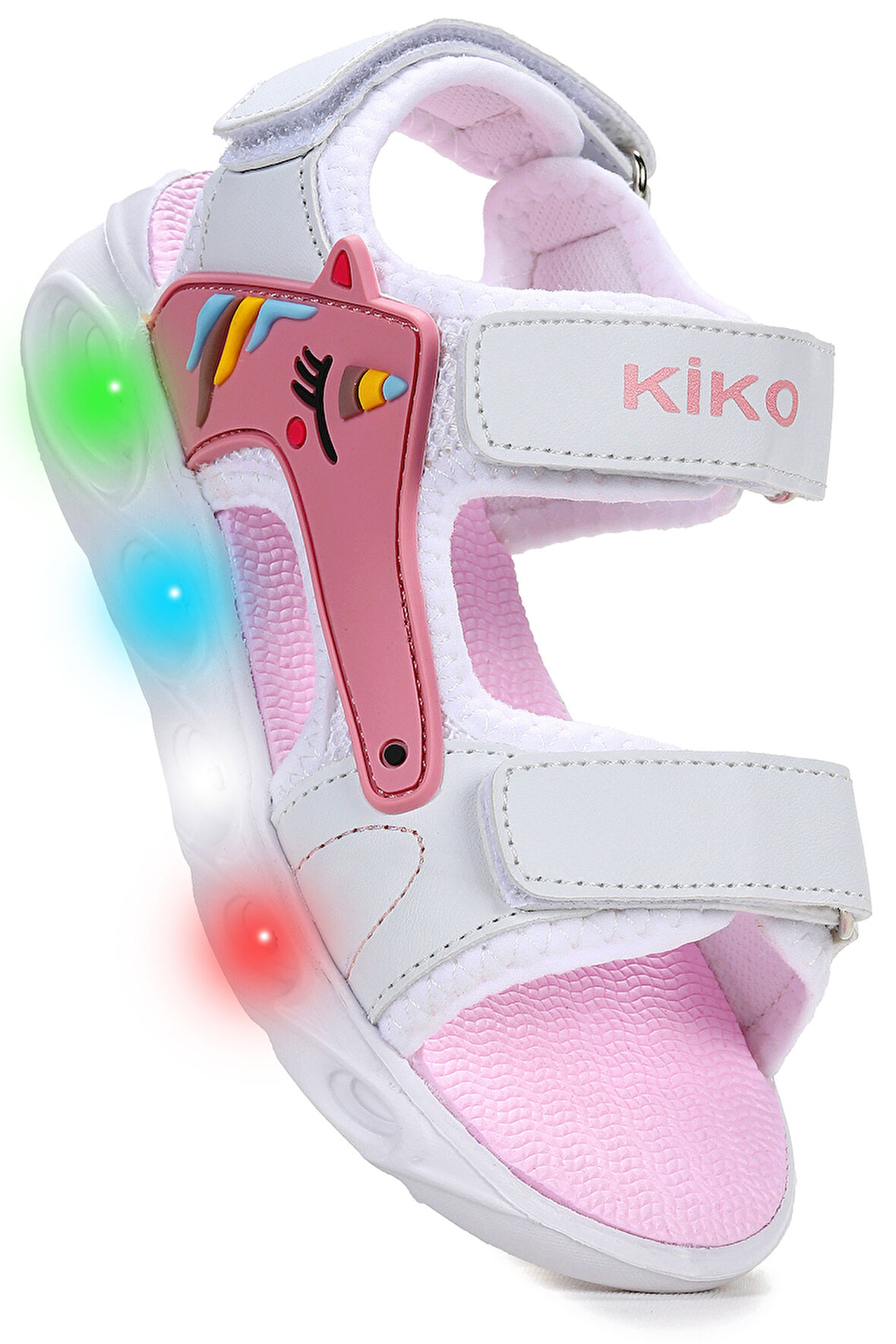 Kiko Kids Unicorn Günlük Işıklı Cırtlı Kız Çocuk Sandalet Ayakkabı