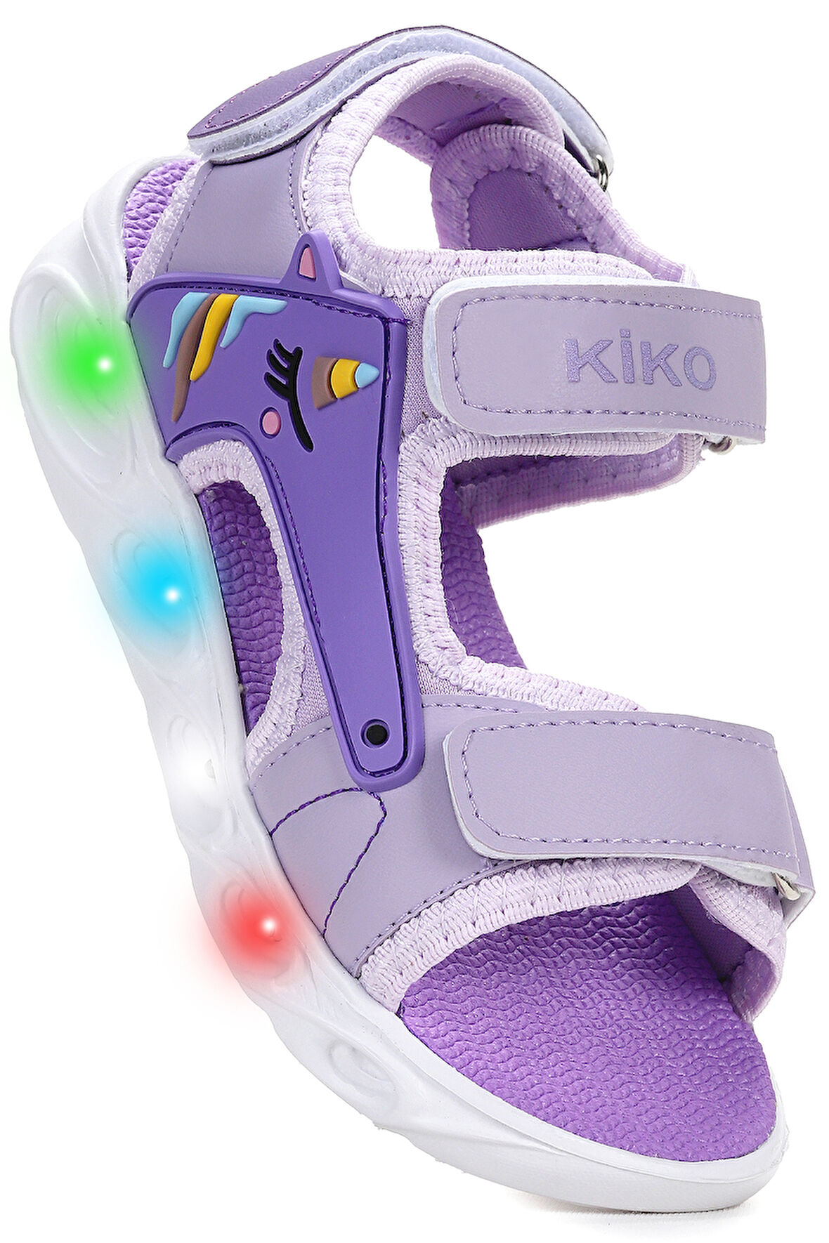 Kiko Kids Unicorn Günlük Işıklı Cırtlı Kız Çocuk Sandalet Ayakkabı