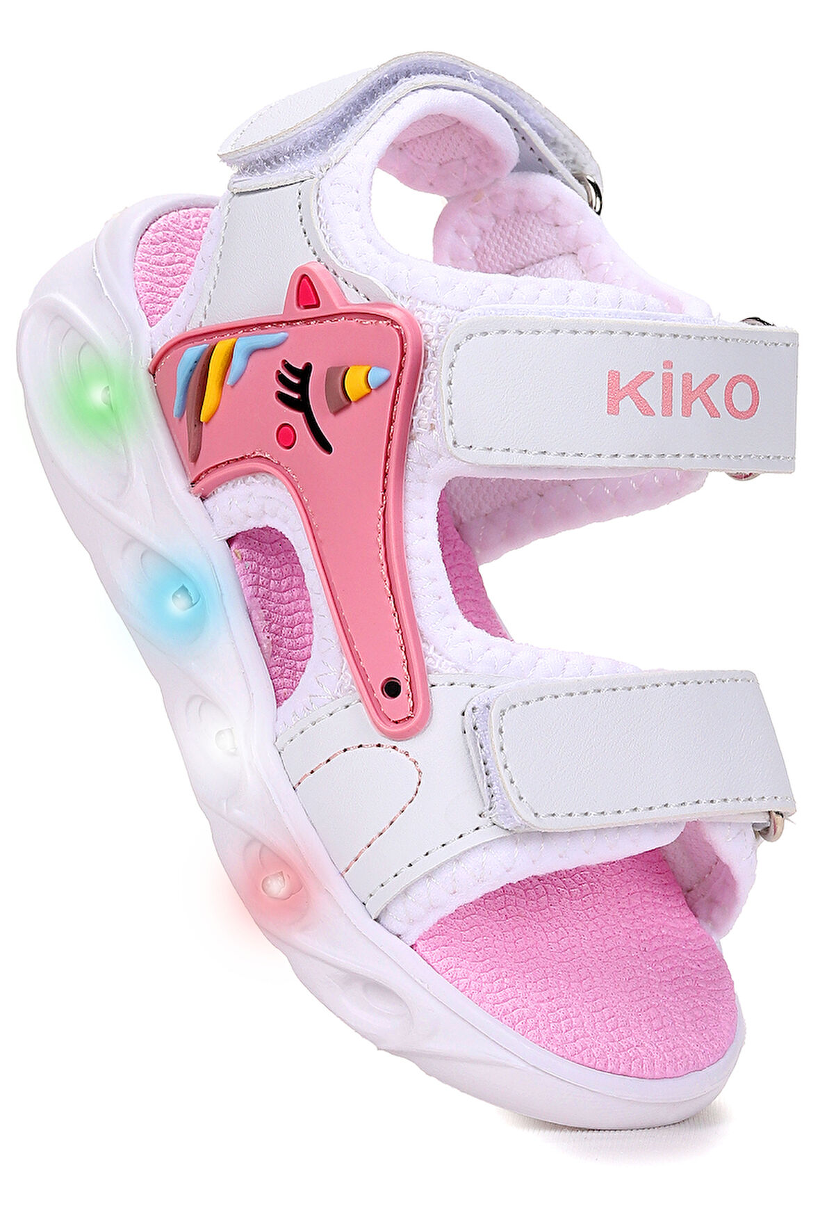 Kiko Kids Unicorn Günlük Işıklı Cırtlı Kız Bebek Sandalet Ayakkabı